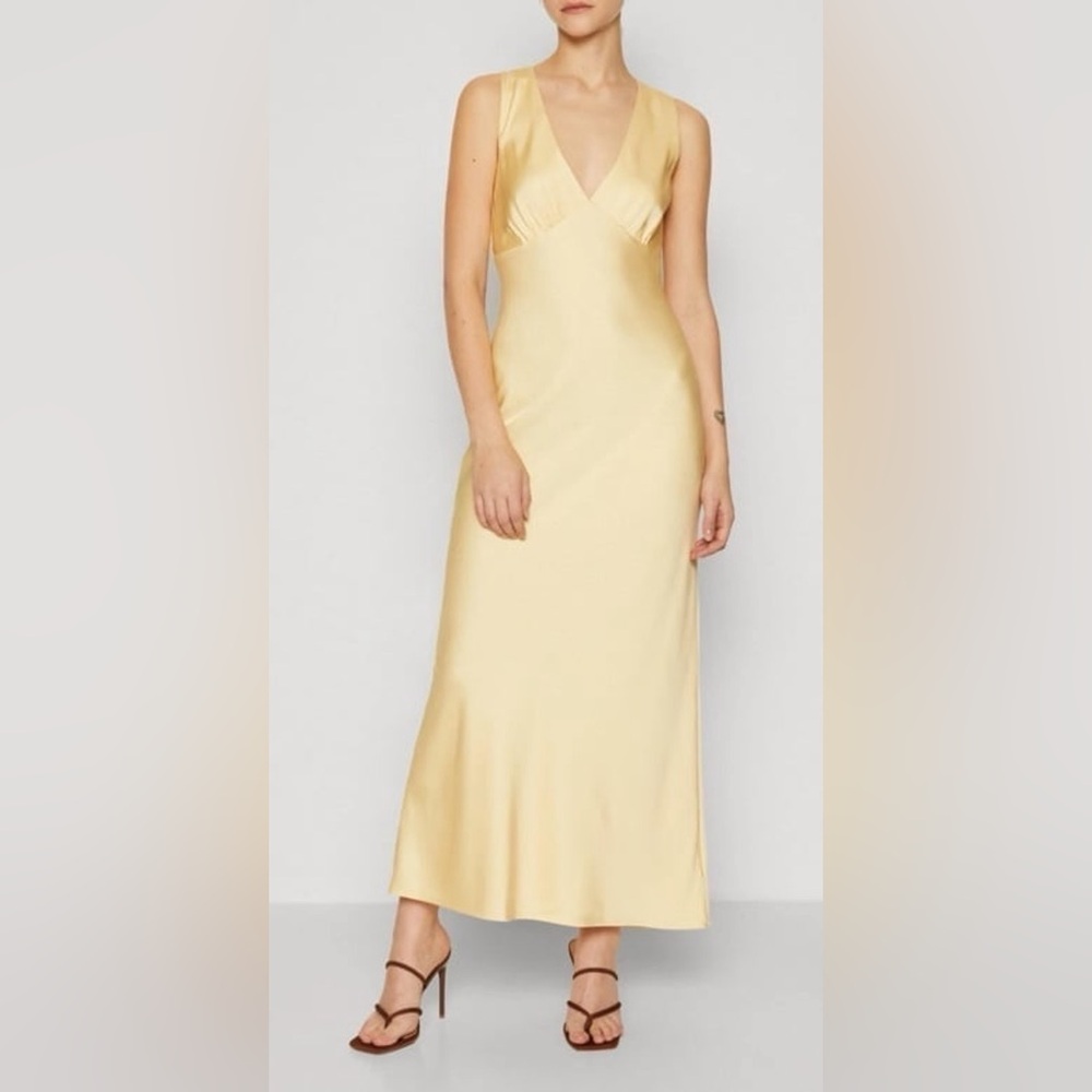 NWT Abercrombie Women’s Plunge Cowl Back Maxi Dress in Yellow Size XS